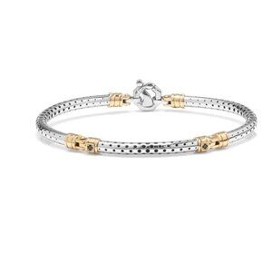 BARAKA Men's BR313001BRDN210006 White & Rose Gold Black & White Diamond Bracelet